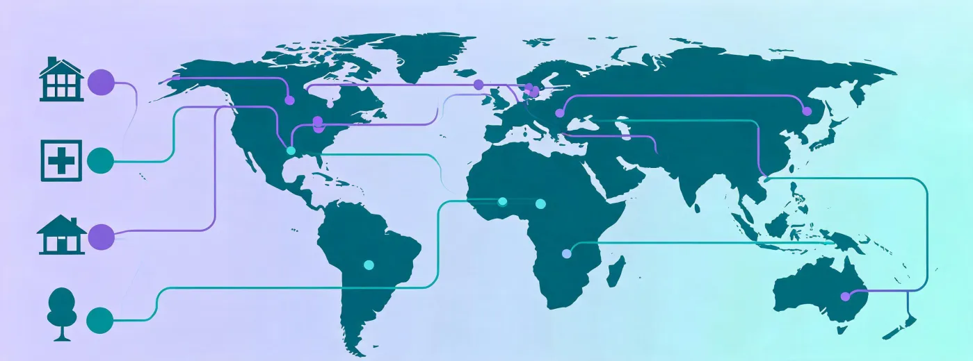 Global textile sample routing map